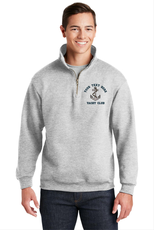 Personalized Embroidered Nautical Boating Yacht Club Anchor Jerzees Quarter Zip Sweatshirt